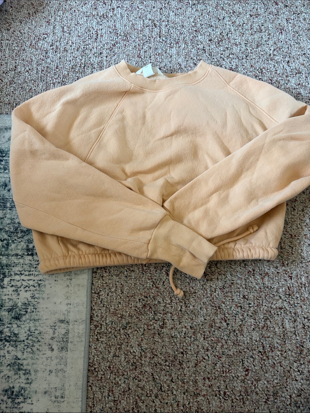 H&M Peach Crewneck Sweatshirt with Drawcord Hem
